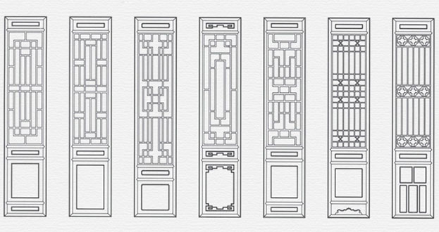 罗定常用中式仿古花窗图案隔断设计图